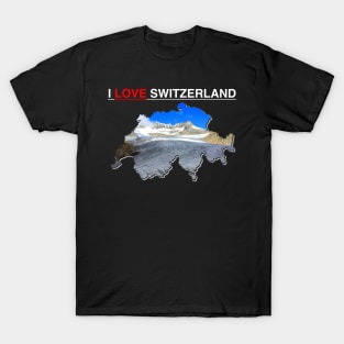 I Love Switzerland Map Rhone Glacier T-Shirt